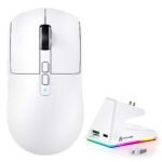 ماوس الألعاب Attack Shark X6 اللاسلكي الأبيض بحساس PAW-3395 مع قاعدة الشحن RGB - صورة 2