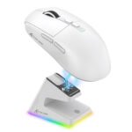ماوس الألعاب Attack Shark X6 اللاسلكي الأبيض بحساس PAW-3395 مع قاعدة الشحن RGB - صورة 3
