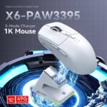 ماوس الألعاب Attack Shark X6 اللاسلكي الأبيض بحساس PAW-3395 مع قاعدة الشحن RGB - صورة 4