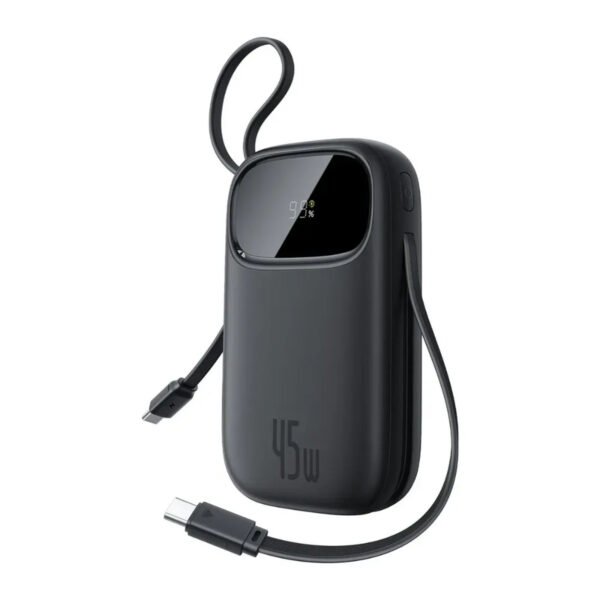 🔋 Baseus QPow 3 Digital Display Fast Charging Power Bank 10000mAh 45W with 2 Built-in USB-C Cables Cosmic Black P10082102123