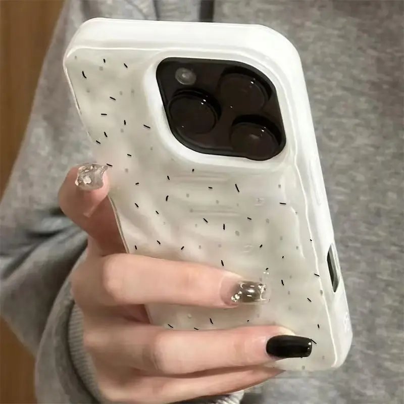 Black Dots Wave-Texture Case for iPhone - Mobiles Garage 🫧 Black Dots Wave-Texture Case for iPhone