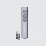 ريموت عرض تقديمي Blupebble Wand مع مستقبل USB-A و USB-C باللون الرمادي
