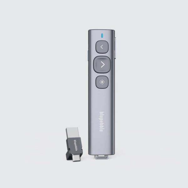 🎯 Blupebble Wand Remote Presenter with USB-A and USB-C Receiver Grey BP-WANDV1-GY