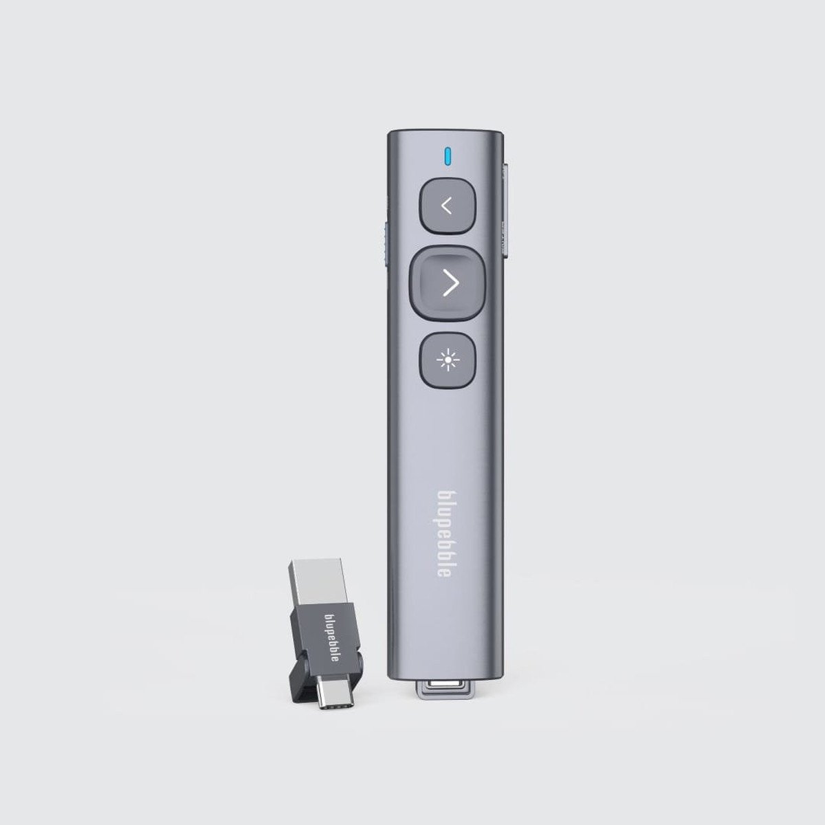 🎯 ريموت عرض بلوبيبل Wand بمستقبل USB-A و USB-C رمادي ريموت عرض تقديمي Blupebble Wand مع مستقبل USB-A و USB-C باللون الرمادي