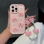 🎀 Silicone Case with Bows and Pearls for iPhone