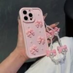 🎀 Silicone Case with Bows and Pearls for iPhone