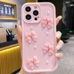🎀 Silicone Case with Bows and Pearls for iPhone