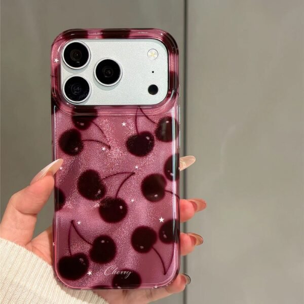 🍒 Glossy Burgundy Cherry Case for iPhone