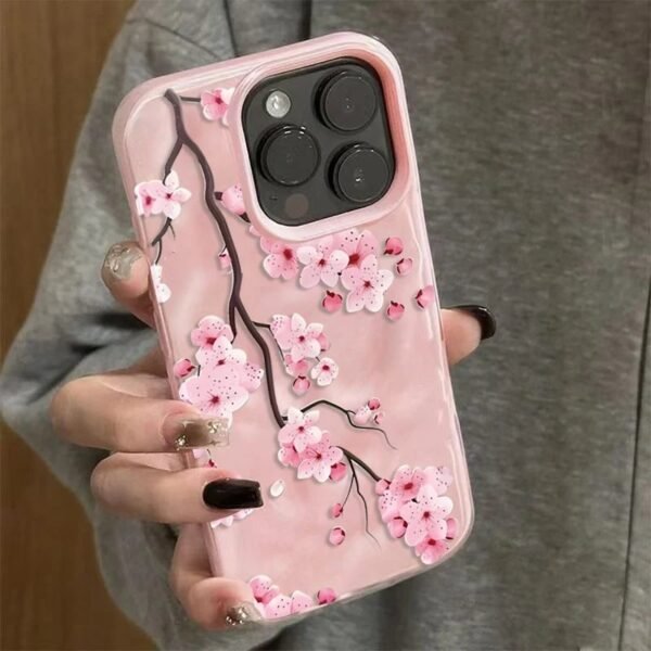 🌸 Cherry Blossom Branch Case with Wavy Texture for iPhone