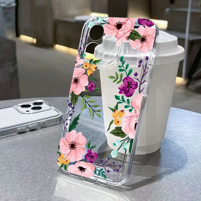 Clear Case in Five Floral Designs for Samsung Galaxy - Mobiles Garage 🌺 Clear Case in Five Floral Designs for Samsung Galaxy