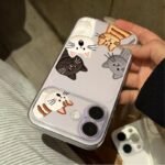 🐈 Clear Case with Embroidery-Style Cats for iPhone