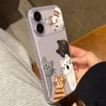 🐈 Clear Case with Embroidery-Style Cats for iPhone