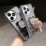 🧸 Glitter Case with Teddy Stand and Crystal Chain for Honor X50i Plus