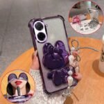 🐰 Glitter Case with Bunny Mirror Stand and Pearl Chain for Redmi A3 / A5 / A7