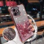 🦋 Glitter Case with Raised Butterfly and Pearl Chain for Honor