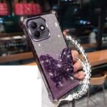 🦋 Glitter Case with Raised Butterfly and Pearl Chain for Honor