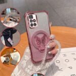 🦋 Glitter Case with Butterfly Stand and Crystal Chain for Redmi 10