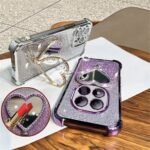 💖 Glitter Case with Heart Mirror Stand for Honor