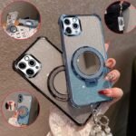 💄 Glitter Case with Mirror Stand and Pearl Chain for iPhone X / 11 / 12