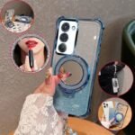 💄 Glitter Case with Mirror Stand and Pearl Chain for Redmi 15