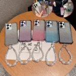📿 Gradient Glitter Case with Pearl Chain for Honor X7a