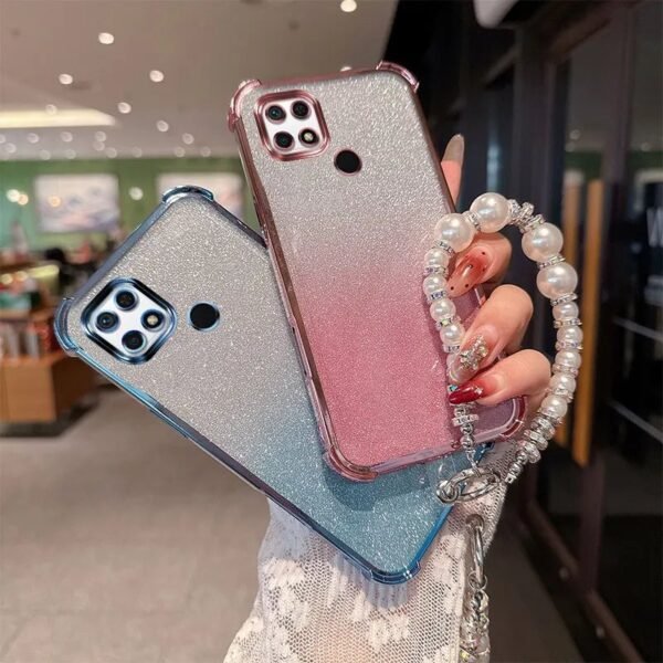 📿 Gradient Glitter Case with Pearl Chain for Redmi 10 / 10C