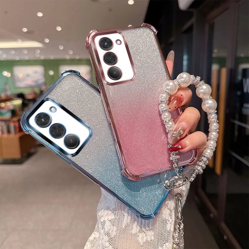 Gradient Glitter Case with Pearl Chain for Redmi 15 - Mobiles Garage 📿 Gradient Glitter Case with Pearl Chain for Redmi 15