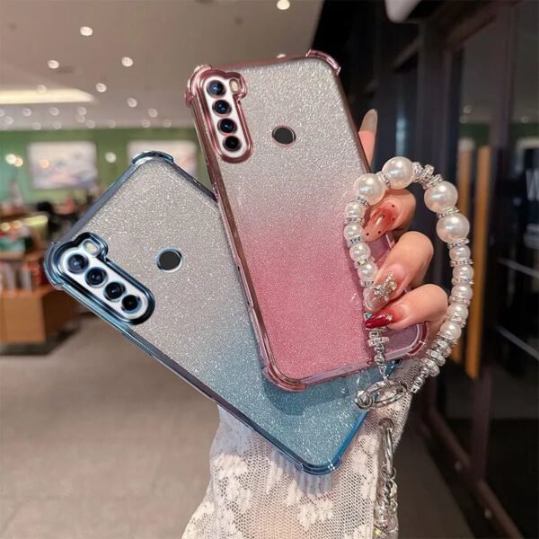 📿 Gradient Glitter Case with Pearl Chain for Redmi Note 8