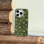 🌿 Glossy Green Case with Tiny Flowers for iPhone