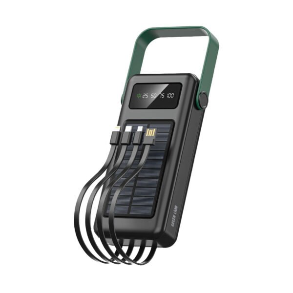 باور بنك Green Lion Solar Mate بالطاقة الشمسية بسعة 20000mAh باللون الأسود