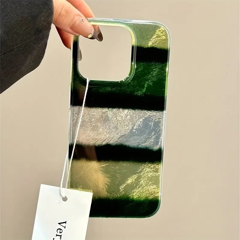 Shimmer Green and Black Stripes Case for iPhone - Mobiles Garage 💚 Shimmer Green and Black Stripes Case for iPhone