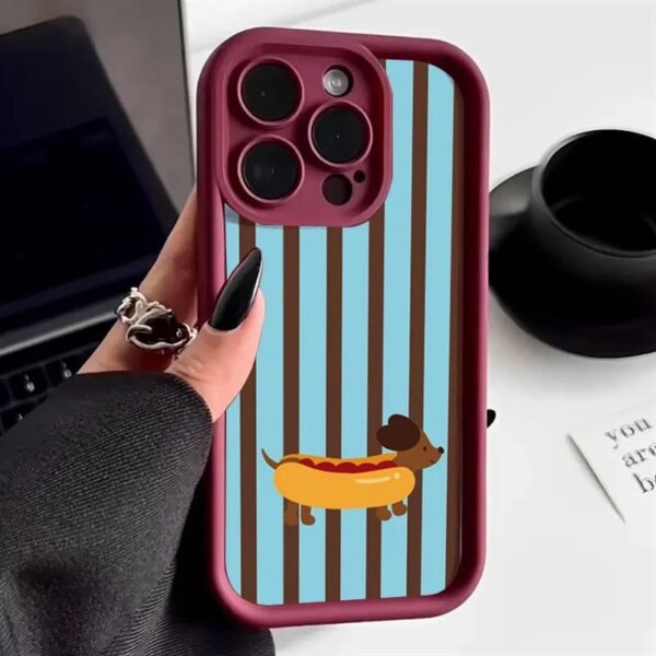 🌭 Retro Stripes Case with Hot Dog Dachshund for iPhone