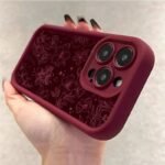 🌺 Burgundy Silicone Case with Lace-Style Flowers for iPhone