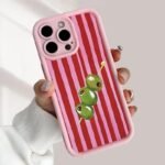 🫒 Pink Striped Case with Olives for iPhone