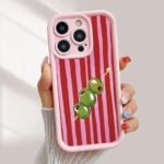 🫒 Pink Striped Case with Olives for iPhone
