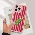 🫒 Pink Striped Case with Olives for iPhone