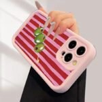 🫒 Pink Striped Case with Olives for iPhone
