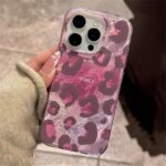 ⭐ Leopard Print Case with Pink Stars for iPhone