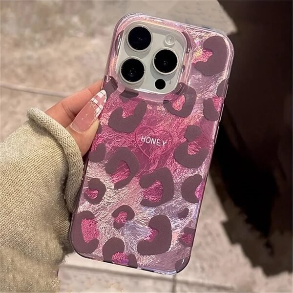 💗 Glossy Pink Leopard Case for iPhone