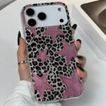⭐ Leopard Print Case with Pink Stars for iPhone