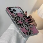 ⭐ Leopard Print Case with Pink Stars for iPhone