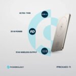 باور بنك Powerology النحيف بسعة 5000mAh يدعم MagSafe بلون تيتانيوم - صورة 3