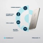 باور بنك Powerology النحيف بسعة 5000mAh يدعم MagSafe بلون تيتانيوم - صورة 4