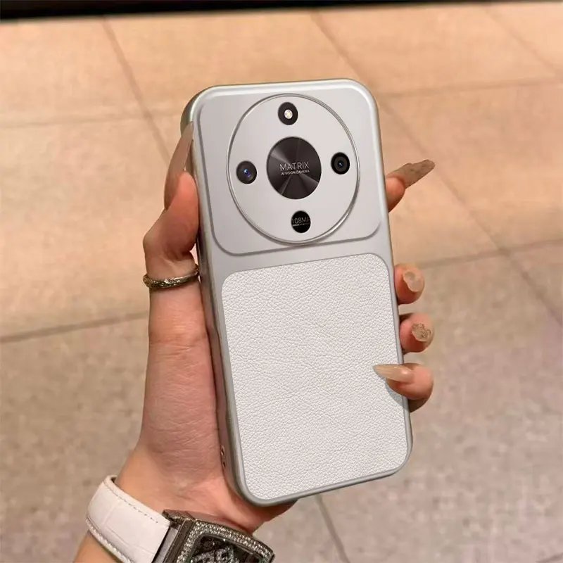 كفر جلد فاخر بإطار معدني لهونر X9b / Magic6 Lite - موبايل كراج كفر جلد فاخر بإطار معدني لهونر X9b / Magic6 Lite - موبايل كراج