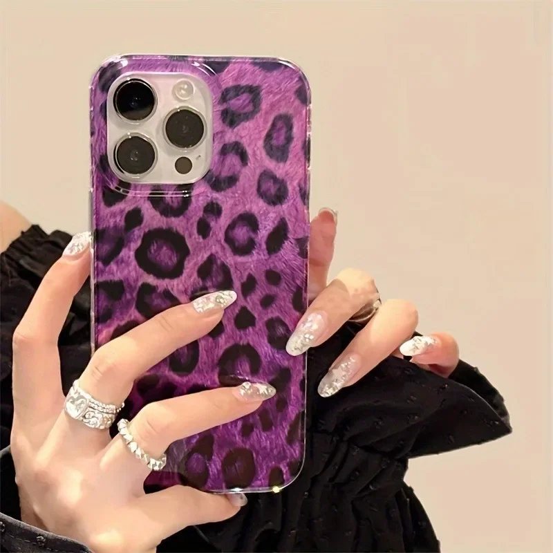 Glossy Purple Leopard Case for iPhone - Mobiles Garage 4 💜 Glossy Purple Leopard Case for iPhone