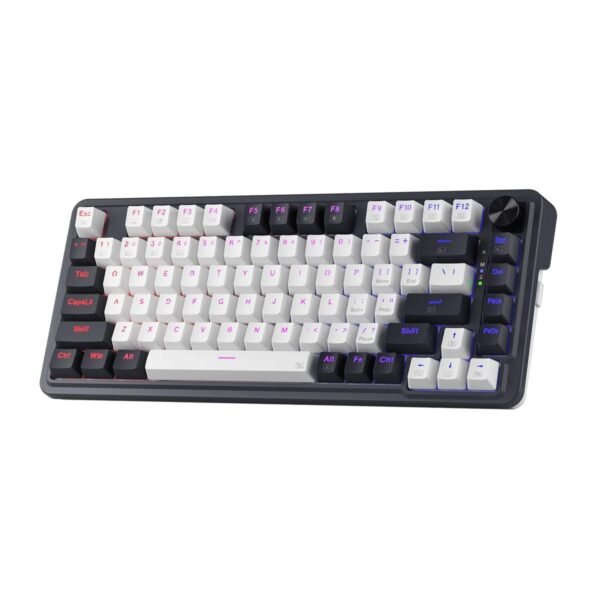 كيبورد الألعاب Redragon K673 RGB Pro اللاسلكي بحجم 75% بتصميم Gasket باللونين الأبيض والأسود