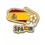 ستيكر معدني علم إسبانيا مع كرة قدم في الشباك وكلمة SPAIN - موبايل كراج