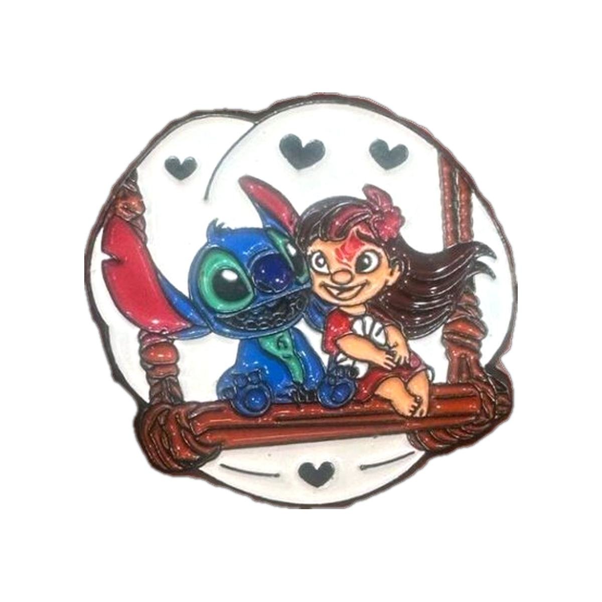 Stitch-Inspired Friendship Moment Metal Sticker - Mobiles Garage 💙🌺 Stitch-Inspired Friendship Moment Metal Sticker