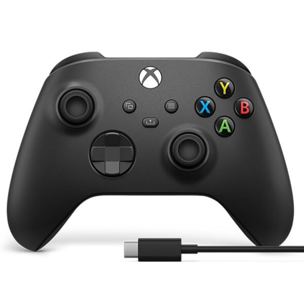 يد تحكم Xbox الأصلية باللون الأسود كربون مع كيبل USB-C