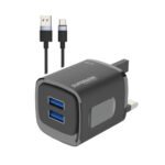 شاحن السفر Pawa Super Mini بمنفذين USB مع كيبل USB-A إلى USB-C مجدول